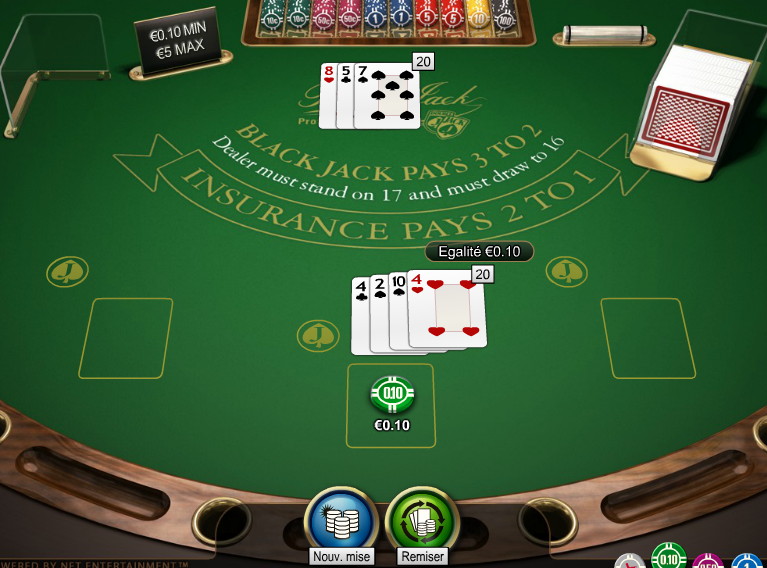 Table de blackjack en RNG