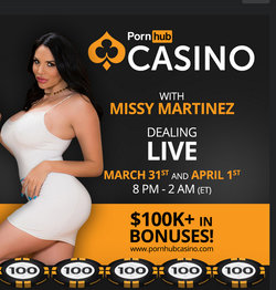 Missy Martinez une des croupieres de Pornhub Casino