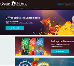 Bonus Oscar Bianca Casino: Offre speciale Septembre 2016