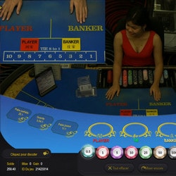 Table de live baccarat en direct du Queenco Casino