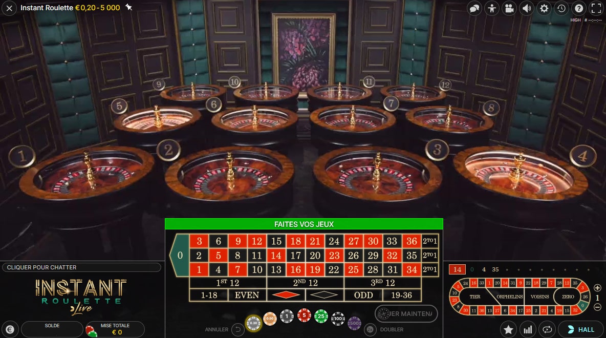 Instant Roulette d'Evolution Gaming