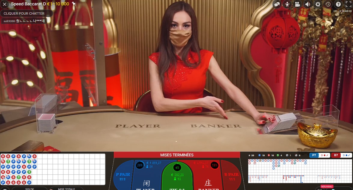 croupier de jeux en live d'un casino en ligne