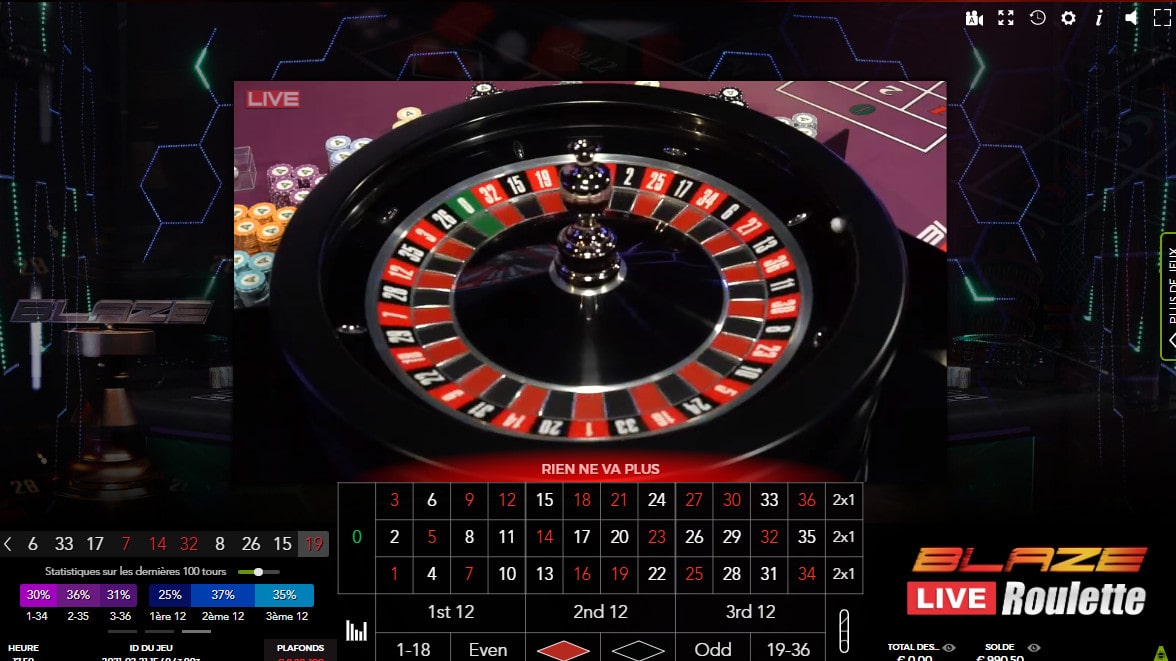 Cylindre de la roulette en live Blaze Roulette d'Authentic Gaming