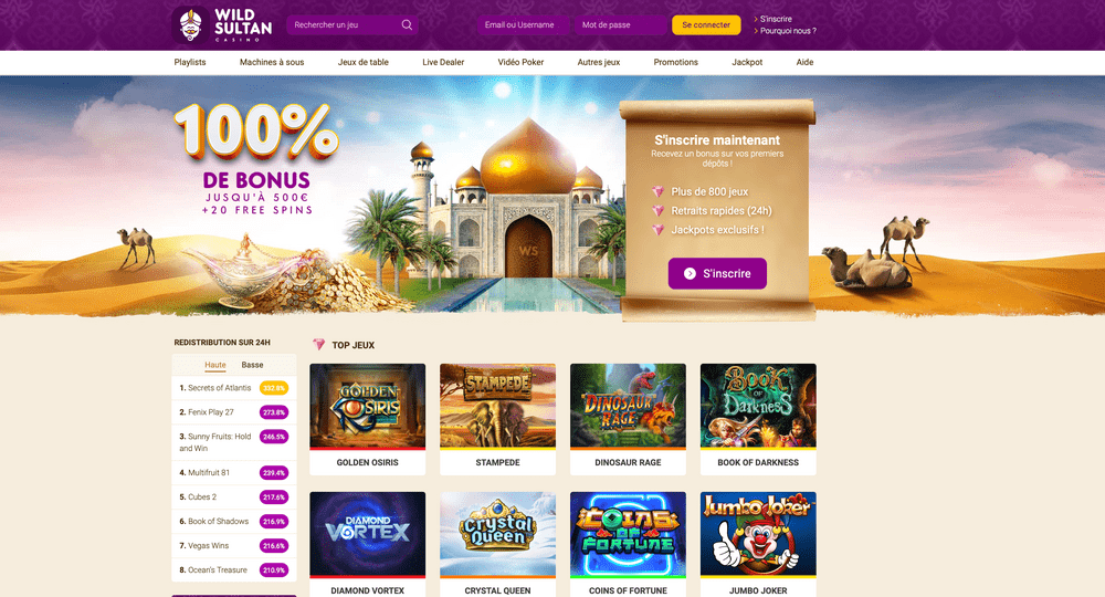 Wild Sultan Mobile pour jouer au casino sur Android et iOS