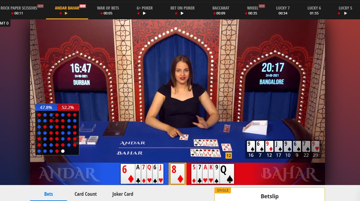 Jeu avec croupiers en direct Andar Bahar de Betgames