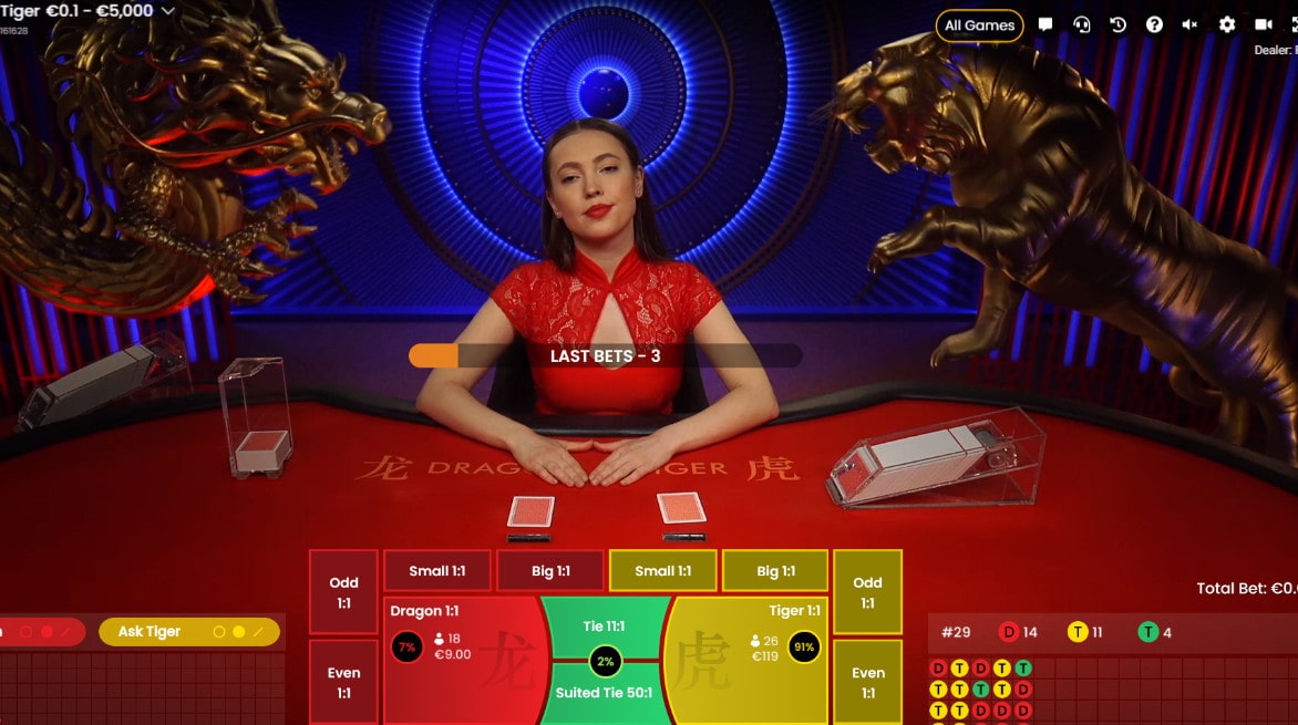 jeu en direct Dragon Tiger de Pragmatic Play Live Casino