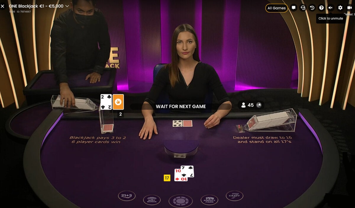 ONE Blackjack est une des tables de black jack en ligne phare de Pragmatic Play Live