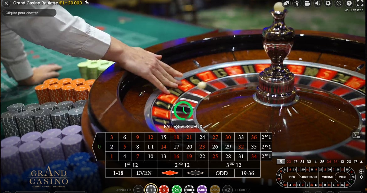 Roulette en ligne en direct du Grand Casino de Bucarest en Roumanie
