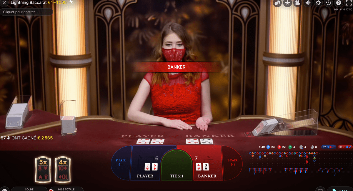 Multiplicateur de gains Lightning Baccarat