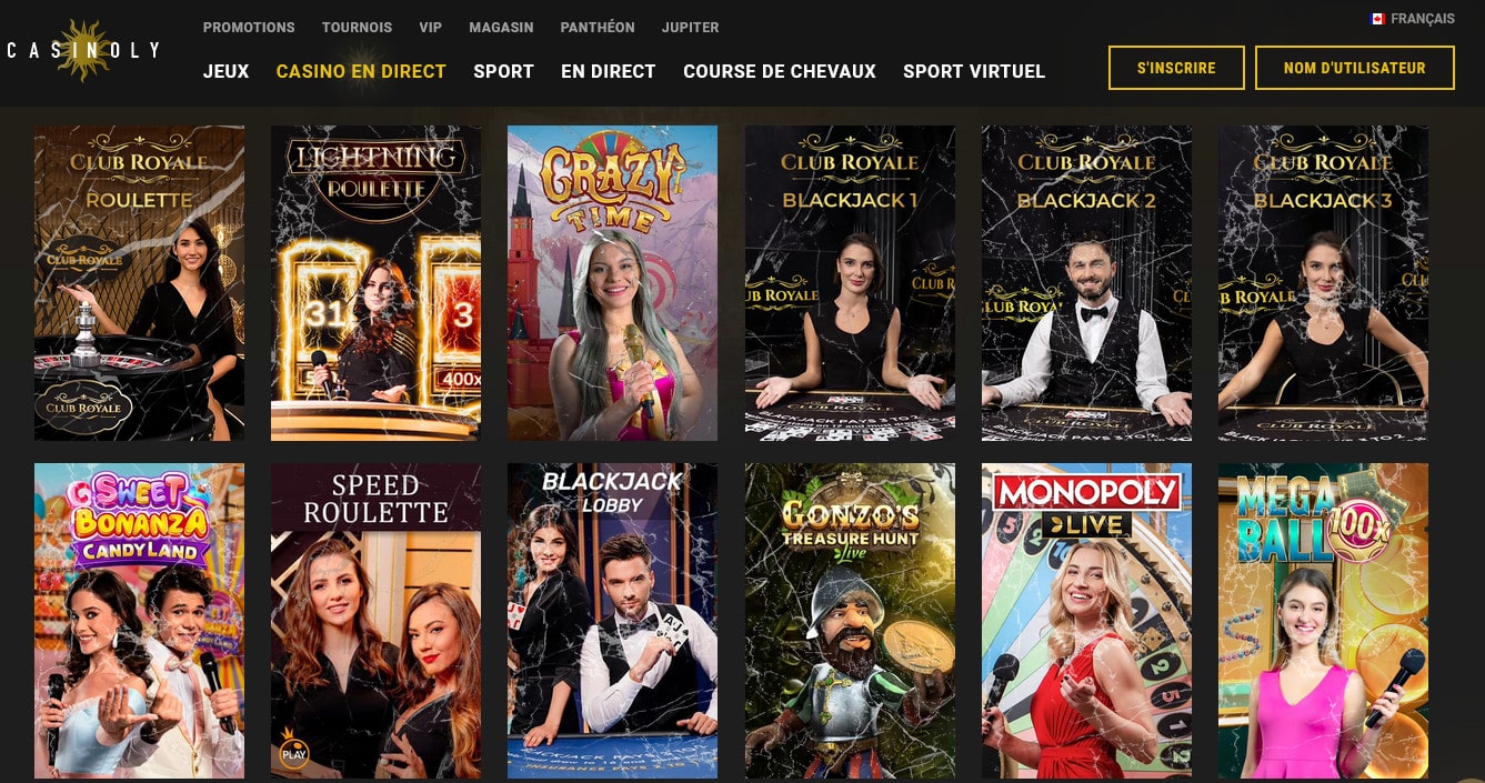 Casinoly est un casino en ligne avec croupier en direct