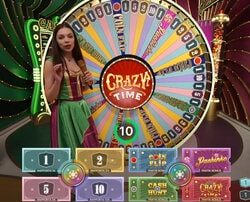 gros gain a la roue de la Fortune Crazy Time du logiciel Evolution