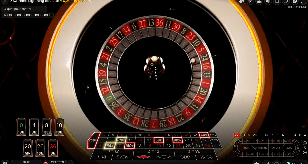 Cylindre de la la roulette en ligne XXXtreme Lightning Roulette