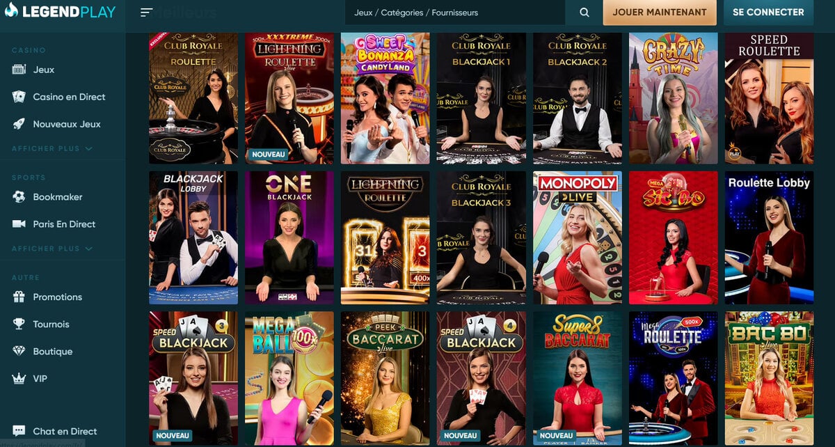 Casino en ligne LegendPlay, un casino légende pour ses jeux en live