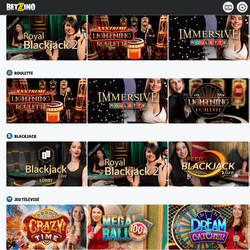 Jeux avec croupiers en direct de Betzino casino