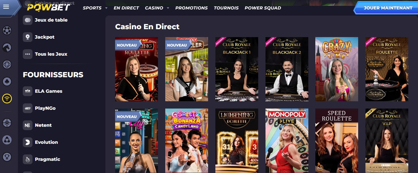 Powbet Casino en live