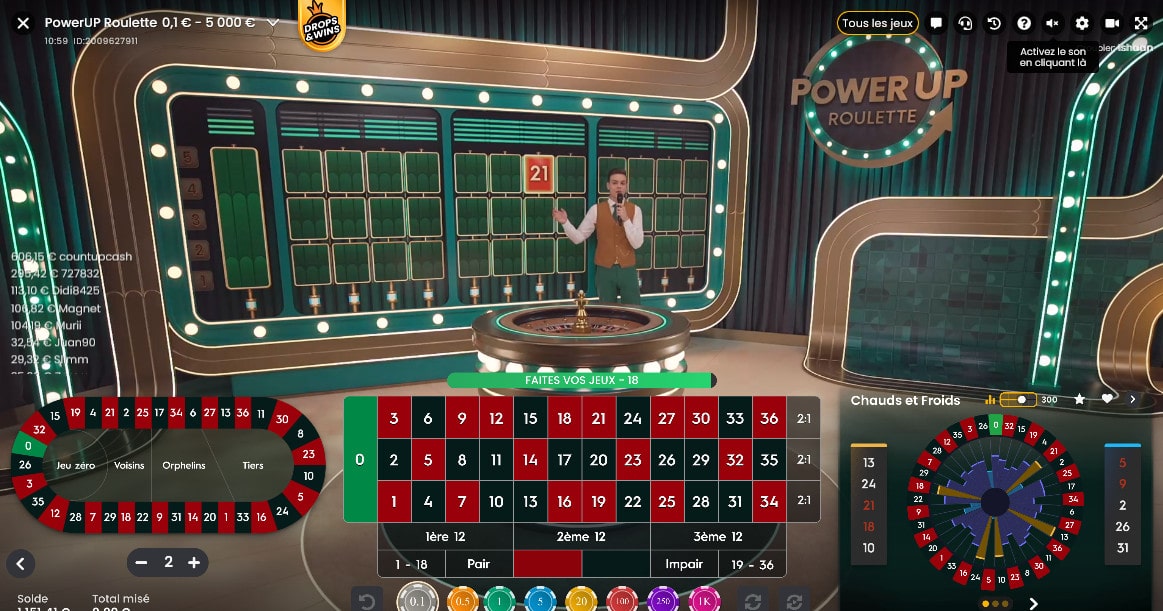 Croupier en studio de Power Up Roulette