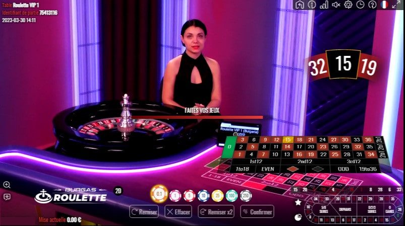 Studio avec croupière en direct a la Burgas Roulette