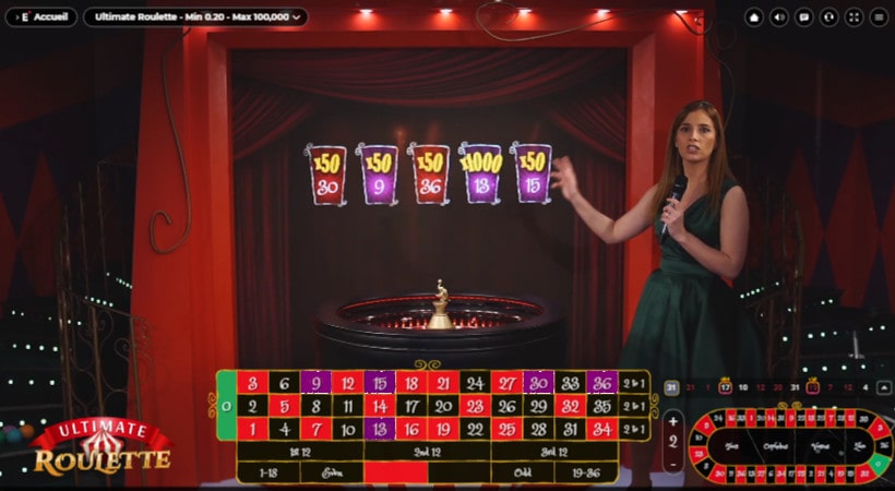 Studio de la roulette en ligne Ultimate Roulette d'Ezugi