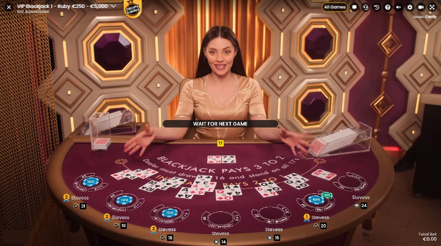 Studio Blackjack Ruby avec croupière en direct