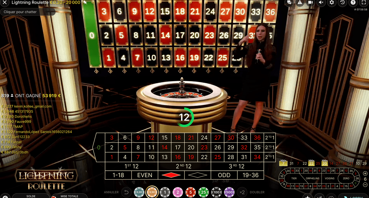 Jeu de roulette avec multiplicateurs de gains