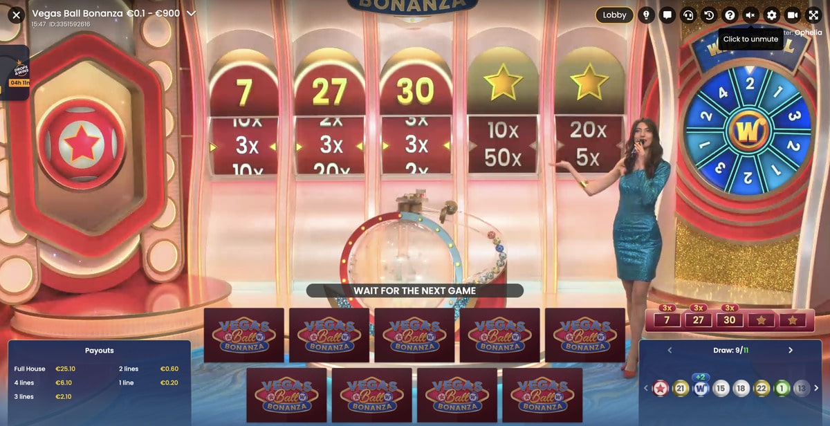 Studio en live de Vegas Ball Bonanza