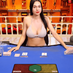 Croupière à la table Montecarlo Dragon Tiger de Vivo Gaming