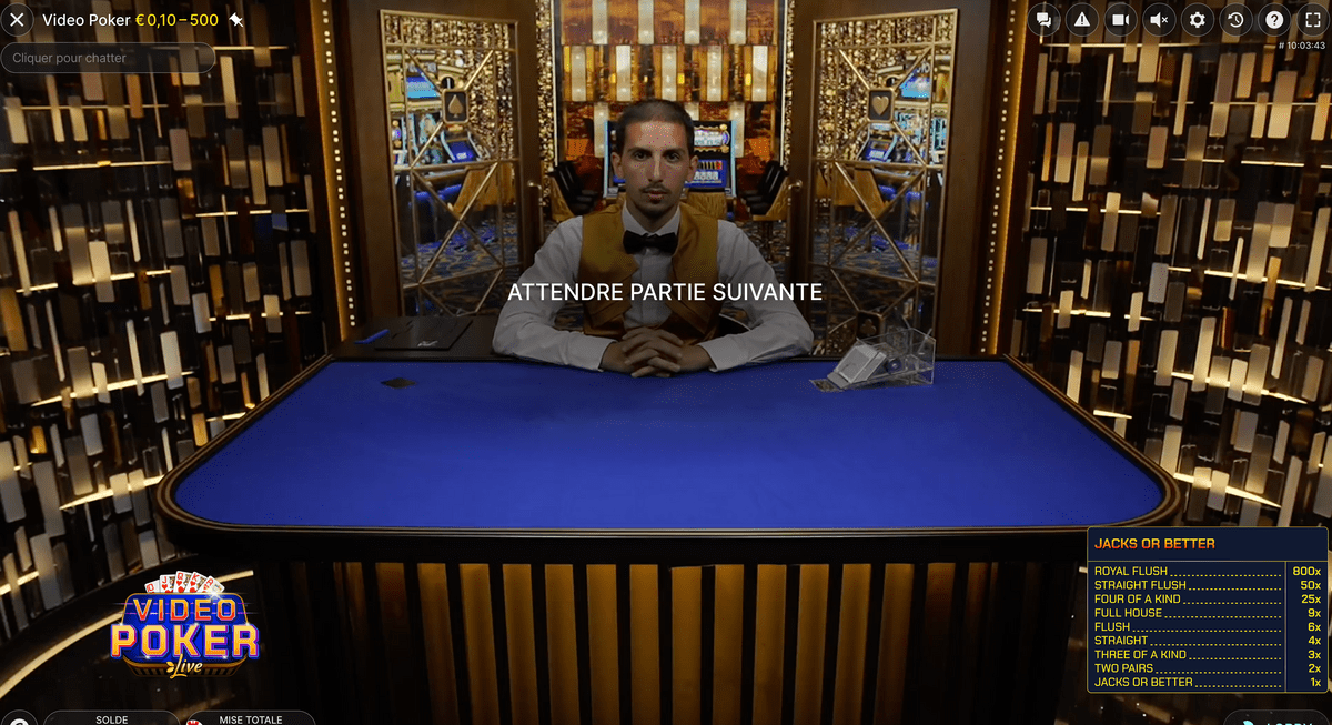 Studio du jeu en live Video Poker d'Evolution