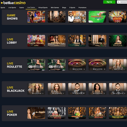 Jeux avec croupiers en direct de Betlivecasino