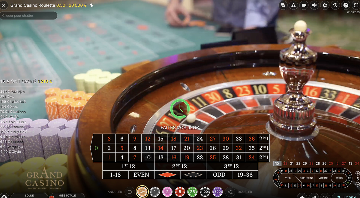 Roulette en direct du Grand Casino de Bucarest