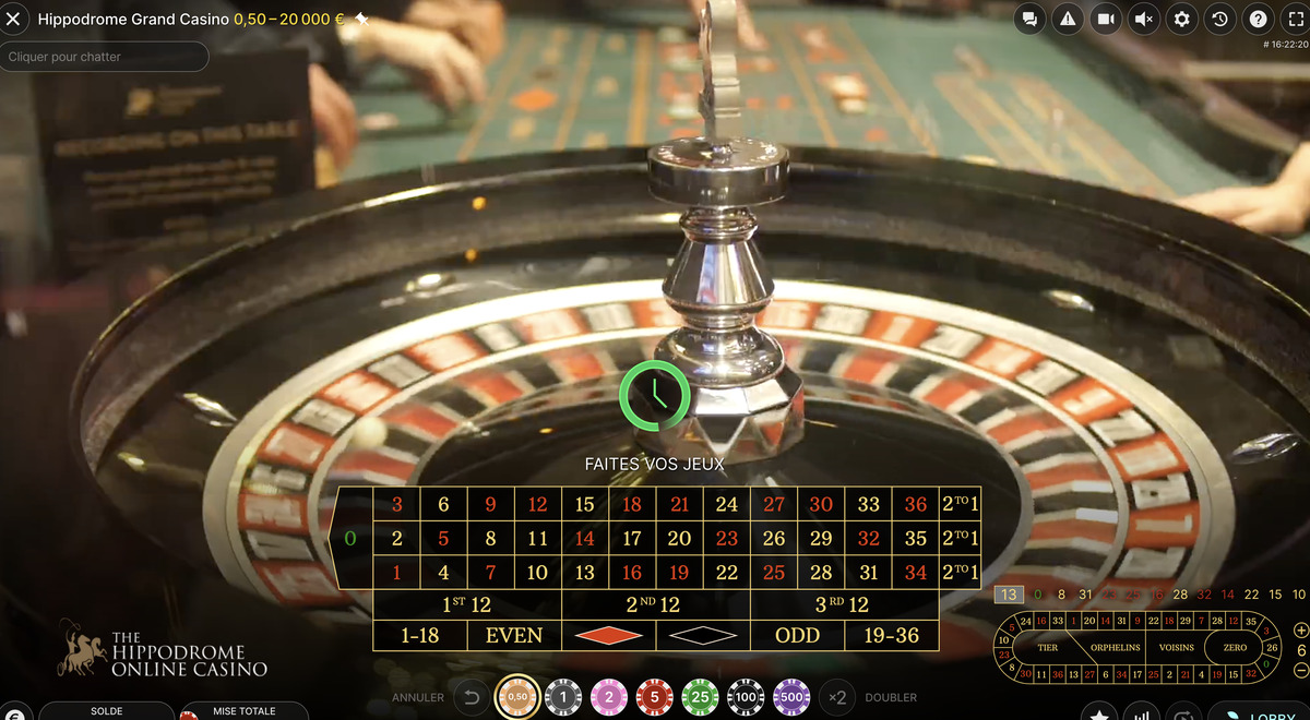 Cylindre de la roulette en live de l'Hippodrome Casino de Londres