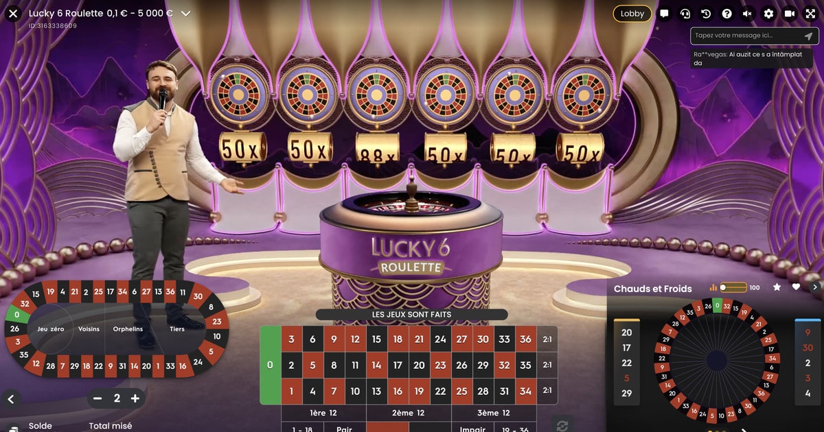 Croupier en direct de la roulette en ligne Lucky 6