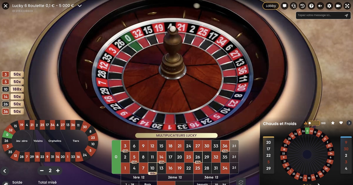 Cylindre de la roulette en ligne Lucky 6