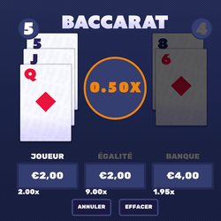 La table de Baccarat d'Hacksaw Gaming dispo sur Cresus