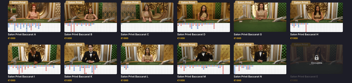 Baccarat en ligne privatives Evolution