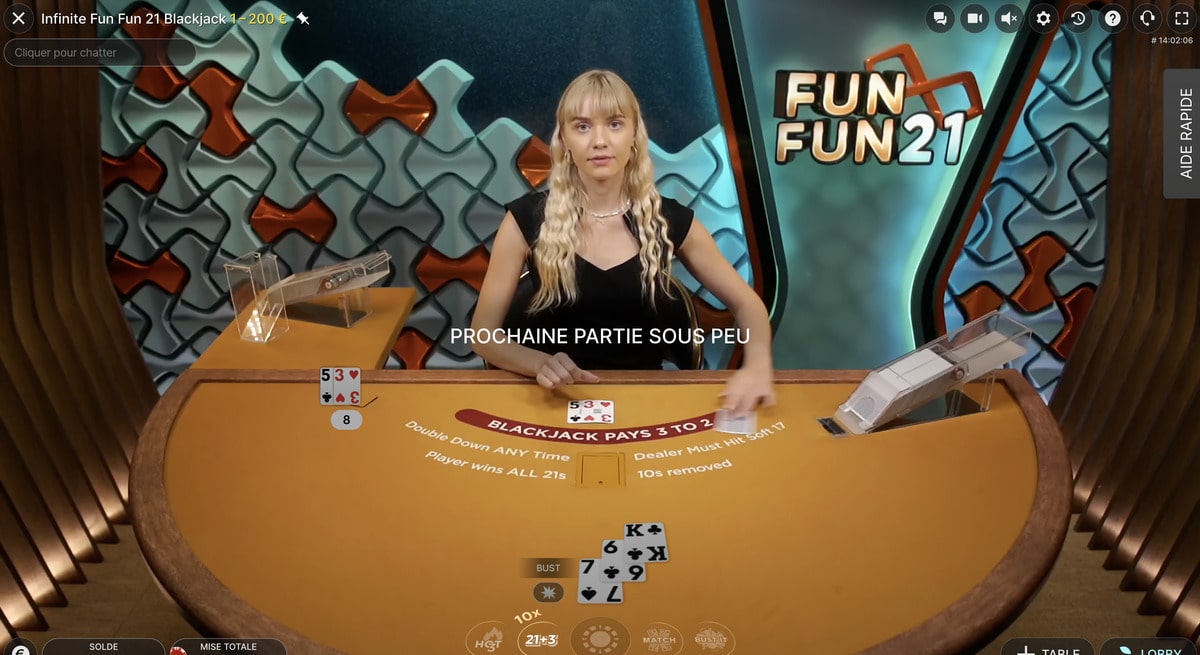 Studio du jeu en live Infinite Fun Fun 21 Blackjack