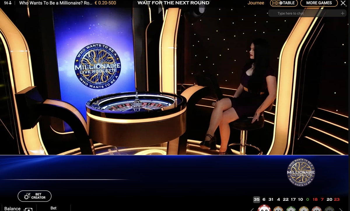 Croupière en direct de Roulette Who Wants To Be a Millionnaire