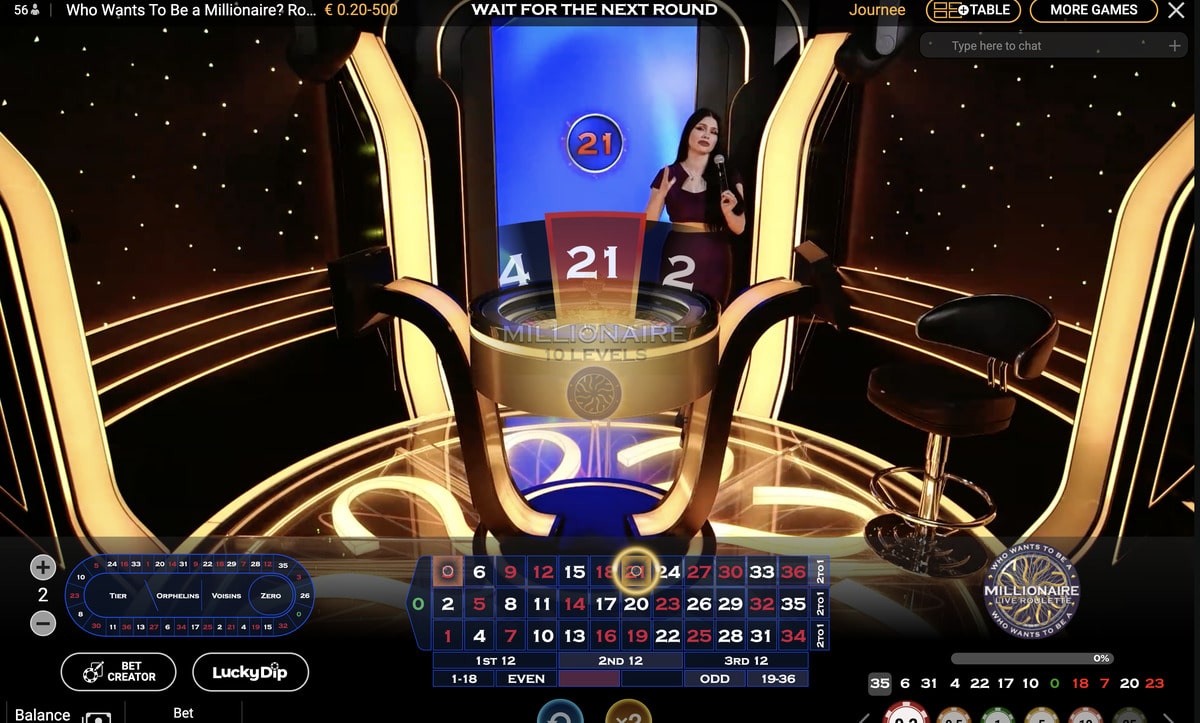 Numero gagnant de Roulette Who Wants To Be a Millionnaire