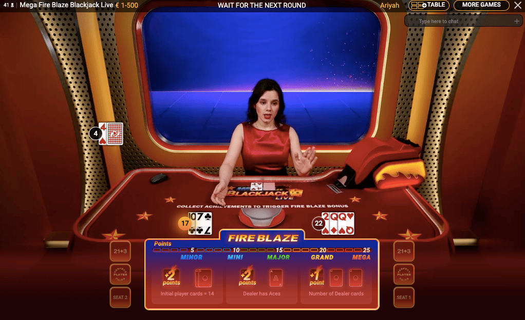 Live MegaFire Blackjack Mega Fire Blaze Blackjack Live