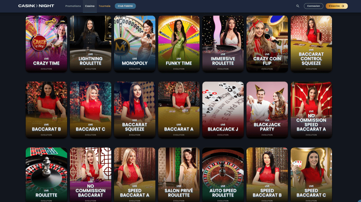 Live Casino Night Avis sur le Live Casino Night