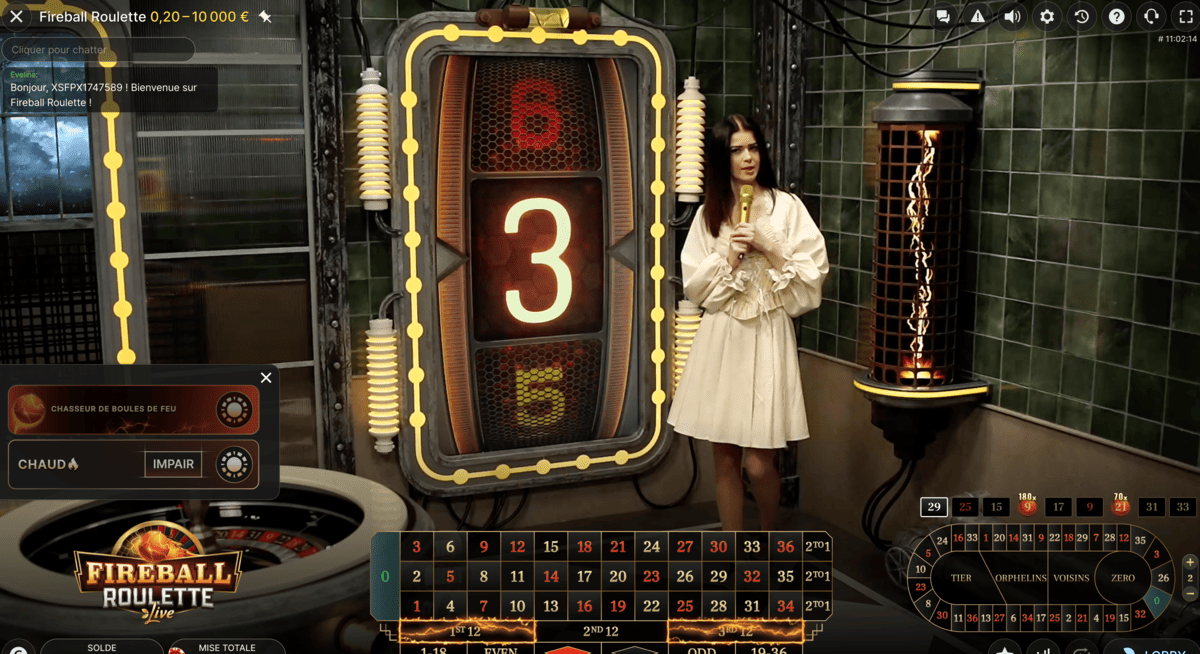 Croupier En Direct Sur Fireball Roulette