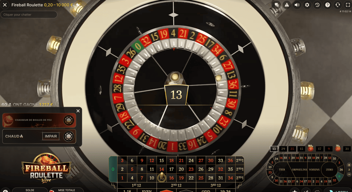 Numero Gagnant Sur Fireball Roulette