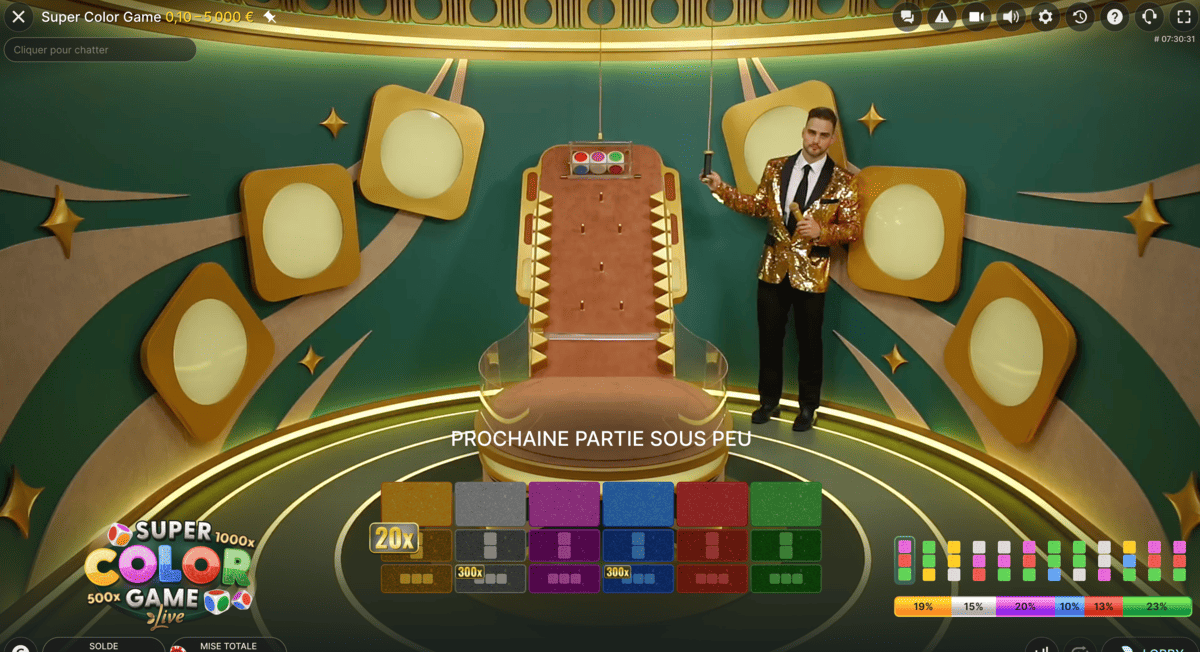 Super Color Game Direct Super Color Game avec Croupier en Direct