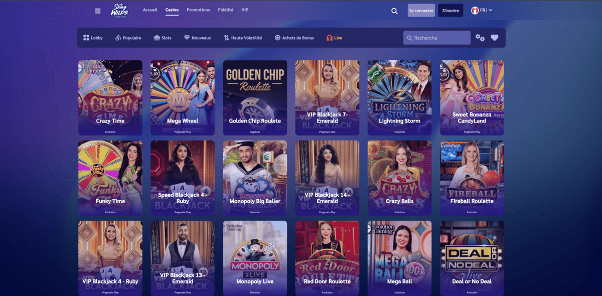 Live Casino Shiny Wilds Revue du Live Casino Shiny Wilds